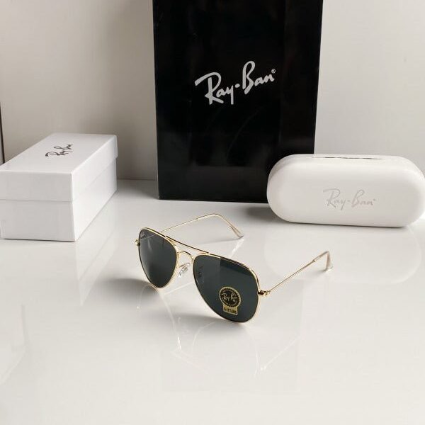 Branded Rb Gold Black Aviator Sunglasses