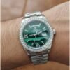 ROLEX OYSTER PERPETUAL DAY DATE DIAMOND SILVER-GREEN
