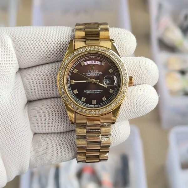 ROLEX OYSTER PERPETUAL DAY DATE DIAMOND GOLDEN-BROWN